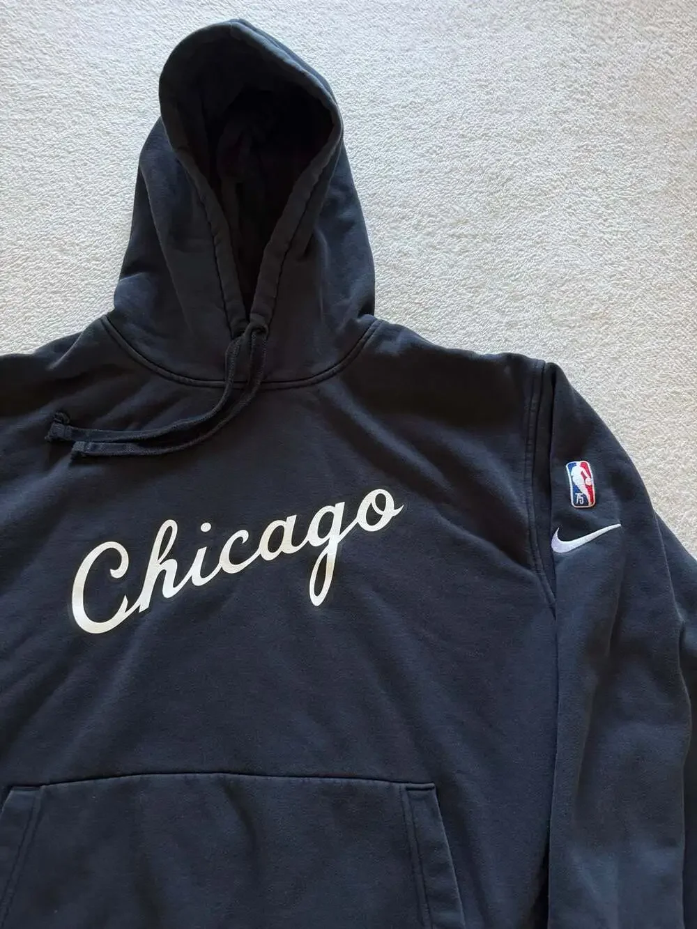 Chicago Bulls Hoodie Mens Medium Black Nike 75th Anniversary Sweatshirt NBA